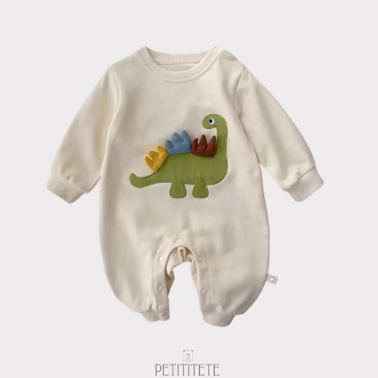 Macacão Infantil de Algodão com Bordado de Dinossauro - Petititete