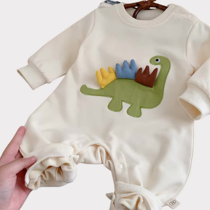 Macacão Infantil de Algodão com Bordado de Dinossauro - Petititete