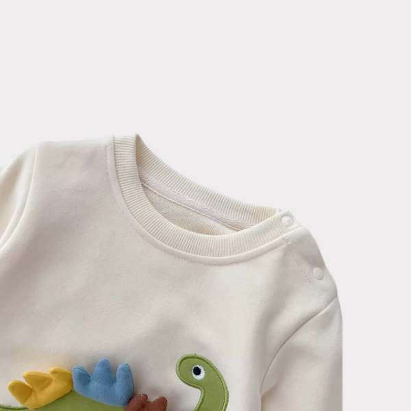 Macacão Infantil de Algodão com Bordado de Dinossauro - Petititete